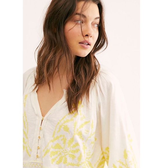Free People NWT Persuasion Boho Embroidered Top - Picture 5 of 6